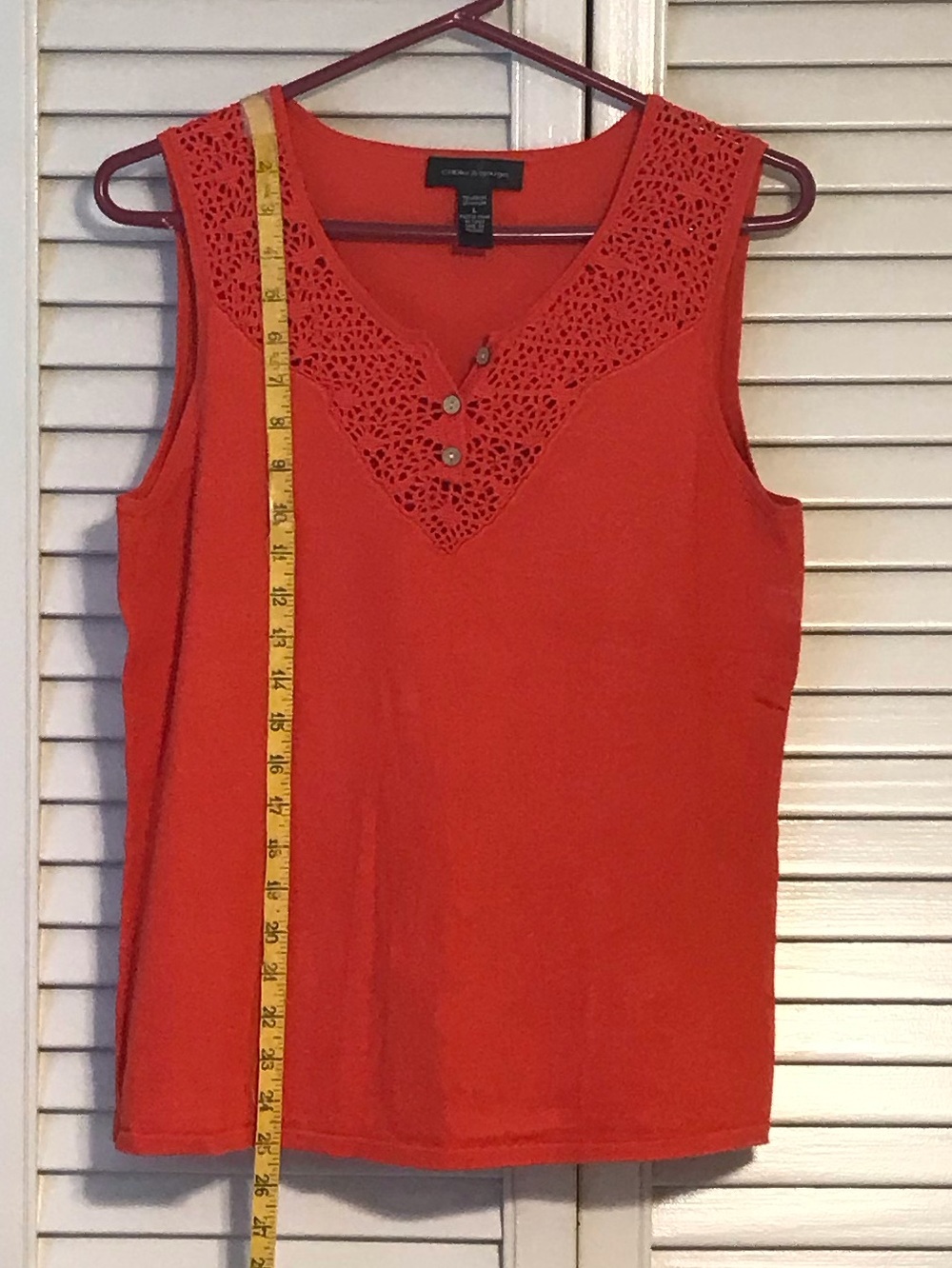 Cable & Gauge Orange Crochet-Trim Sleeveless Tank - Picture 2 of 6